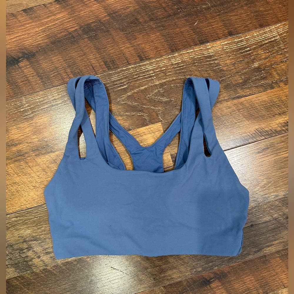 athleta sports bra, blue, size small.